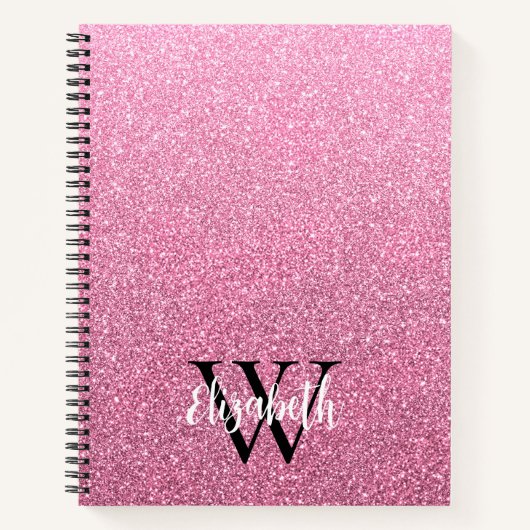 Carnet Monogramme de Parties scintillant Fille Ros (Devant)