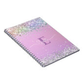Carnet Monogramme de Parties scintillant moderne violet (Côté Droit)