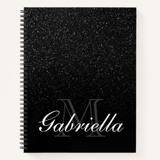 Carnet Monogramme de Parties scintillant noire (Devant)
