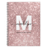 Carnet Monogramme de Parties scintillant rose pâle Rose (Devant)