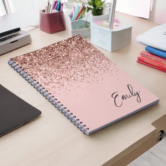 Carnet Monogramme de Parties scintillant rose pâle Rose