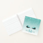 Carnet Monogramme de Parties scintillant Turquoise modern (Intérieur)