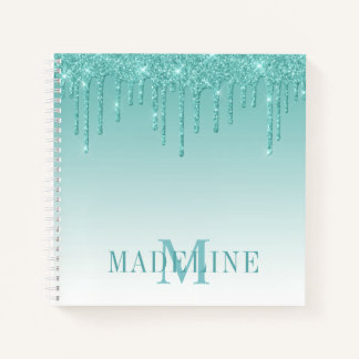 Carnet Monogramme de Parties scintillant Turquoise modern