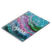 Carnet Monogramme de Parties scintillant violet blanc ond (Côté gauche)