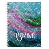 Carnet Monogramme de Parties scintillant violet blanc ond (Devant)