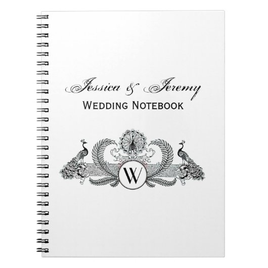 Carnet Monogramme de Peacocks vintages (Devant)