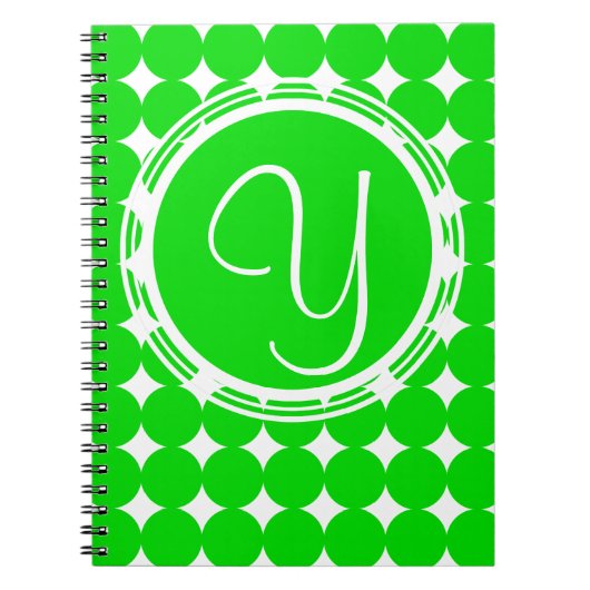 Carnet Monogramme de point de polka vert (Devant)