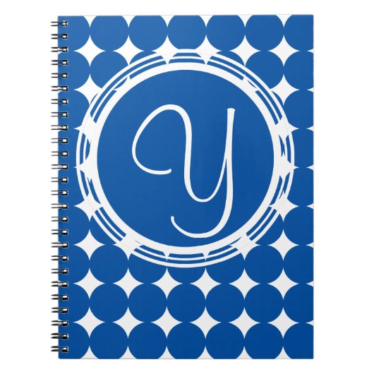 Carnet Monogramme de point Polka Bleu (Devant)