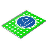 Carnet Monogramme de point Polka bleu et vert (Côté gauche)