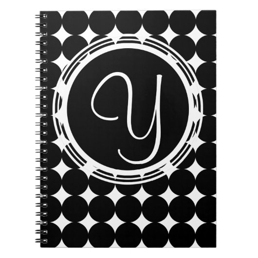 Carnet Monogramme de point Polka Noir (Devant)