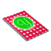 Carnet Monogramme de point Polka vert et rouge (Côté Droit)