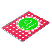Carnet Monogramme de point Polka vert et rouge (Côté gauche)