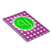 Carnet Monogramme de point Polka vert et violet (Côté Droit)