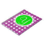 Carnet Monogramme de point Polka vert et violet (Côté gauche)
