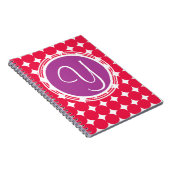 Carnet Monogramme de point Polka violet et rouge (Côté Droit)