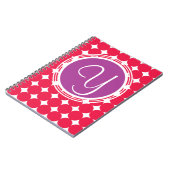 Carnet Monogramme de point Polka violet et rouge (Côté gauche)
