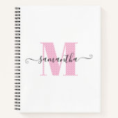 Carnet Monogramme de pois rose et blanc clair (Devant)