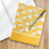 Carnet Monogramme de poulets rétro personnalisés