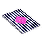 Carnet Monogramme de Quatrefoil Rose Chaud Blu Navy (Côté Droit)