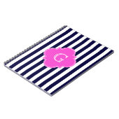 Carnet Monogramme de Quatrefoil Rose Chaud Blu Navy (Côté gauche)