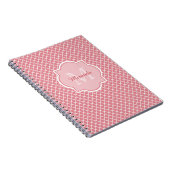 Carnet Monogramme de Quatrefoil Rose Chic Avec Nom (Côté Droit)