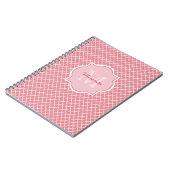 Carnet Monogramme de Quatrefoil Rose Chic Avec Nom (Côté gauche)