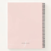 Carnet Monogramme de recette élégant rose blush blanc scr (Dos)