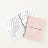 Carnet Monogramme de recette élégant rose blush blanc scr (Intérieur)