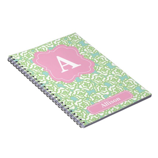Carnet Monogramme de rose de roses verts (Côté Droit)
