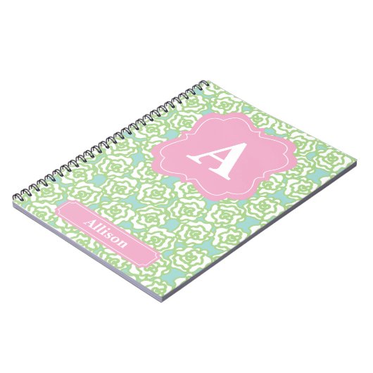 Carnet Monogramme de rose de roses verts (Côté gauche)