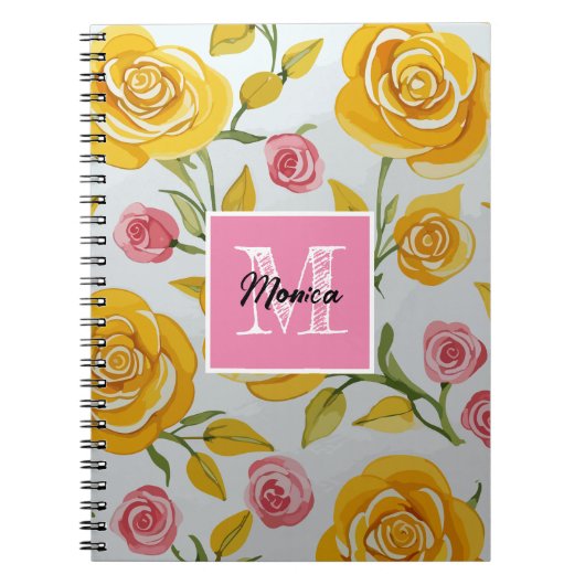 Carnet Monogramme de roses jaunes (Devant)