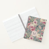 Carnet Monogramme de roses roses et de coeurs de perle (Intérieur)