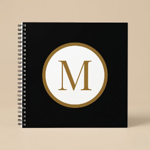 Carnet Monogramme de sceau central personnalisé noir et o