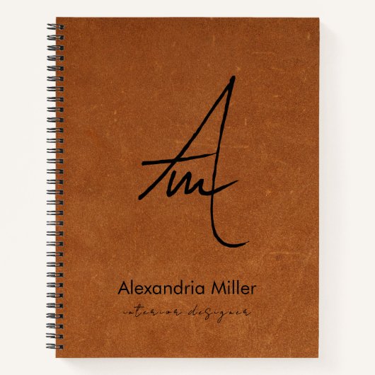Carnet Monogramme de script brossé moderne (Devant)