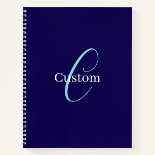 Carnet Monogramme de script cursif modifiable bleu violac