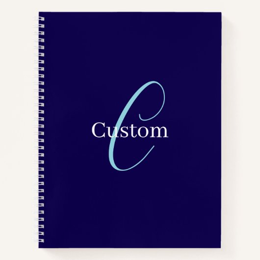 Carnet Monogramme de script cursif modifiable bleu violac (Devant)