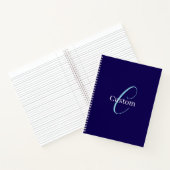 Carnet Monogramme de script cursif modifiable bleu violac (Intérieur)