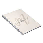 Carnet Monogramme de script en gras et nom en beige (Côté Droit)