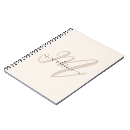 Carnet Monogramme de script en gras et nom en beige (Côté gauche)