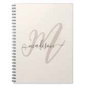Carnet Monogramme de script en gras et nom en beige (Devant)