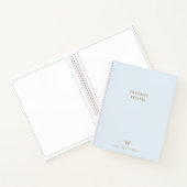Carnet Monogramme de script en or bleu clair moderne (Intérieur)