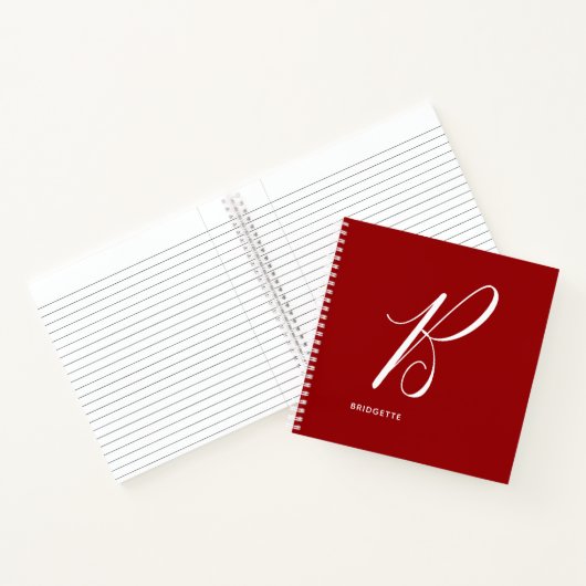 Carnet Monogramme de script moderne Initiale B Rouge (Intérieur)