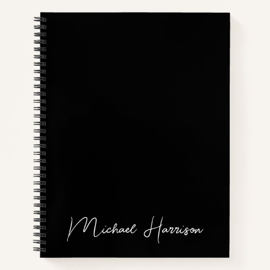 Carnet Monogramme de script moderne noir (Devant)