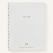 Carnet Monogramme de script or gris clair moderne (Devant)