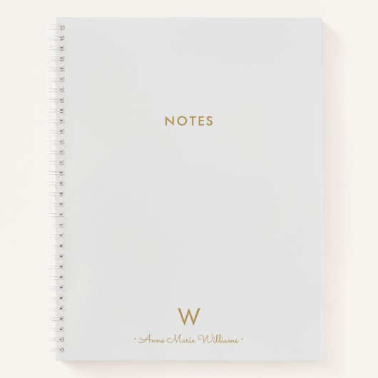 Carnet Monogramme de script or gris clair moderne (Devant)