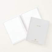 Carnet Monogramme de script or gris clair moderne (Intérieur)