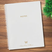 Carnet Monogramme de script or gris clair moderne