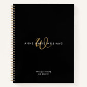 Carnet Monogramme de script or noir moderne (Devant)