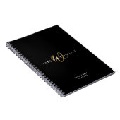Carnet Monogramme de script or noir moderne (Côté Droit)