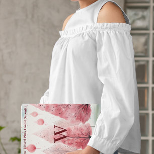 Carnet Monogramme de sérénité de la forêt d'hiver rose ba